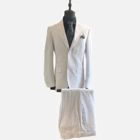 Men’s White Searsucker Summer Suit - 0 Cotton